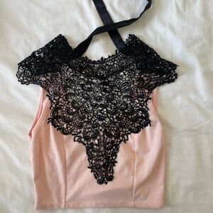 2010s Charlotte Ruse lace/t-shirt top